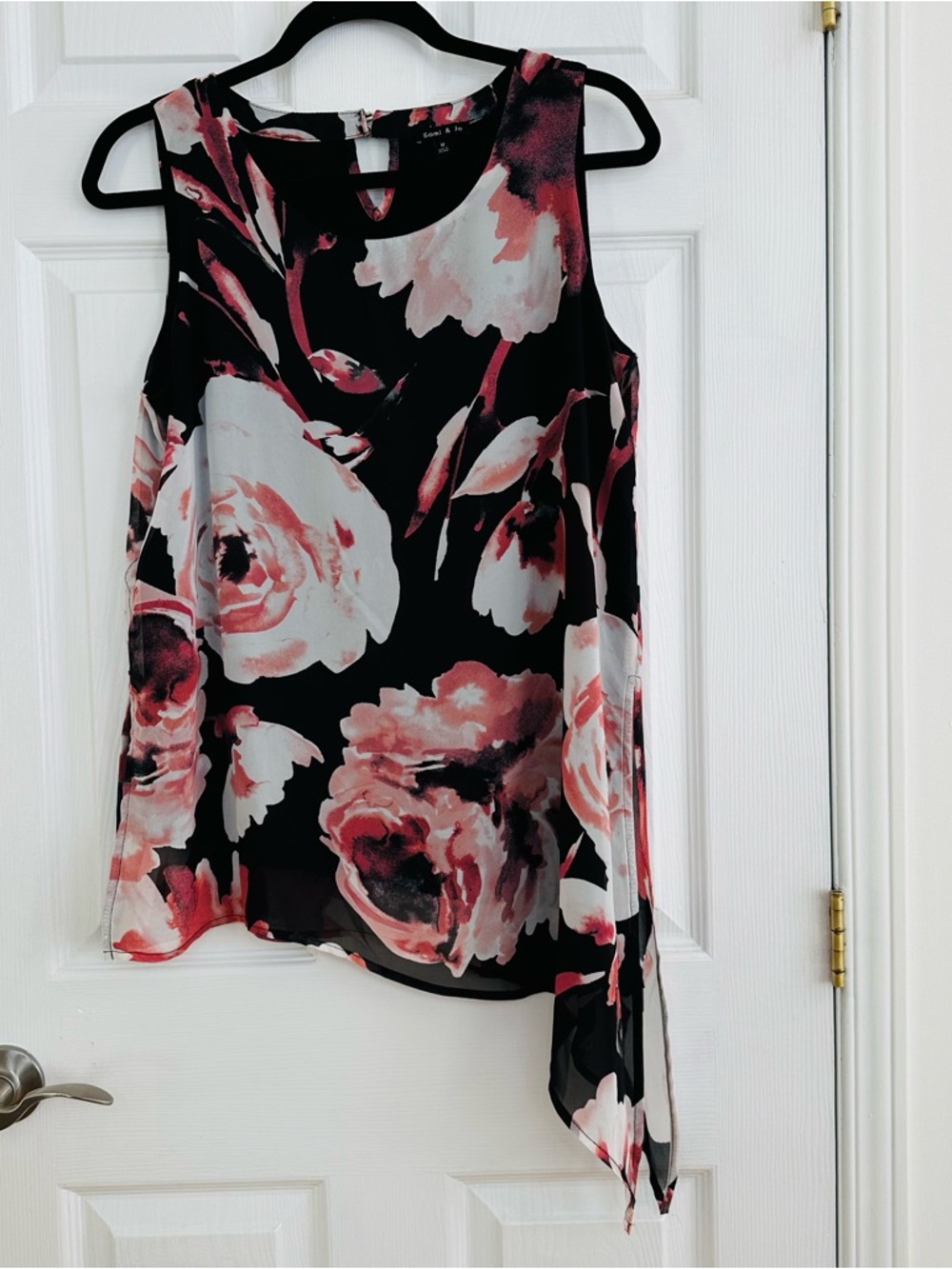 Sami & Jo Black Tank Top with Pink Floral Overlay